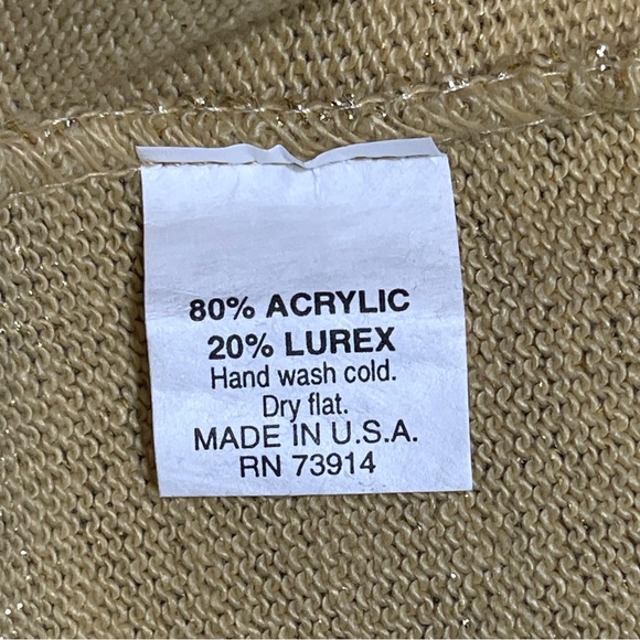 Vintage Alfred Dunner Gold Metallic Blouse M Fits L. Made in USA, Shimmery Retro - Picture 9 of 9